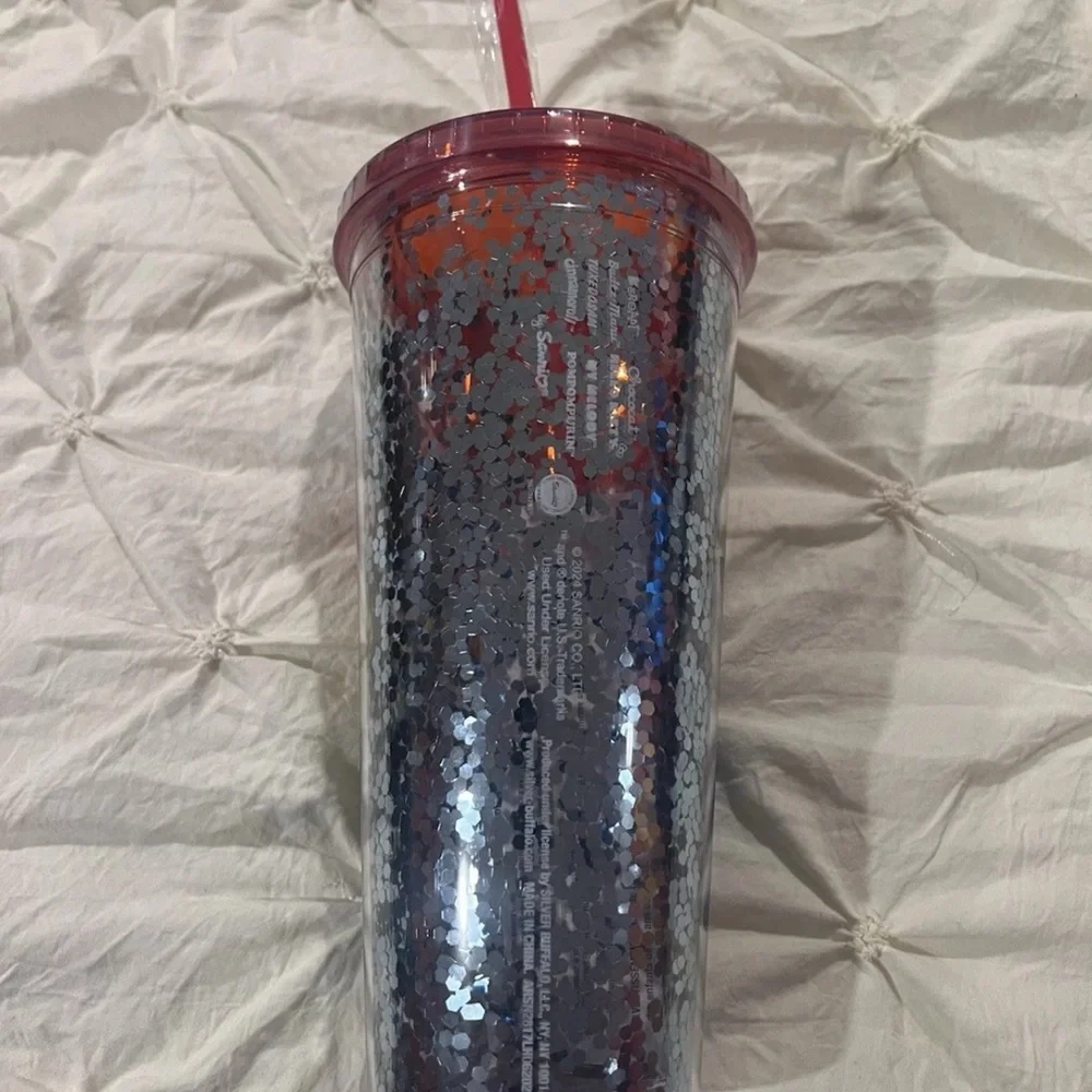 Sanrio Hello Kitty & Friends Glitter Rainbow Tumbler Cup Lid & Straw